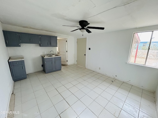 kitchen with sink and ceiling fan