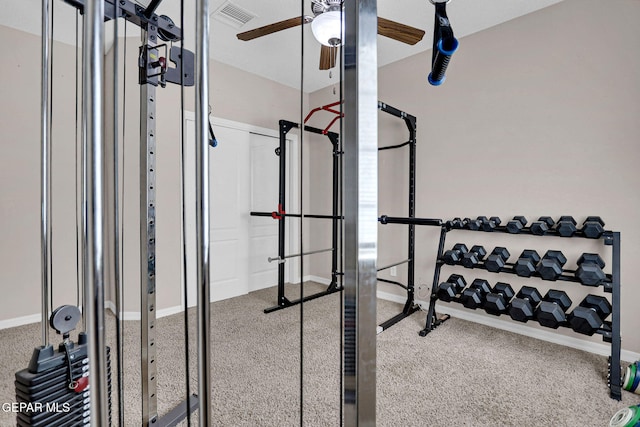 workout area with carpet