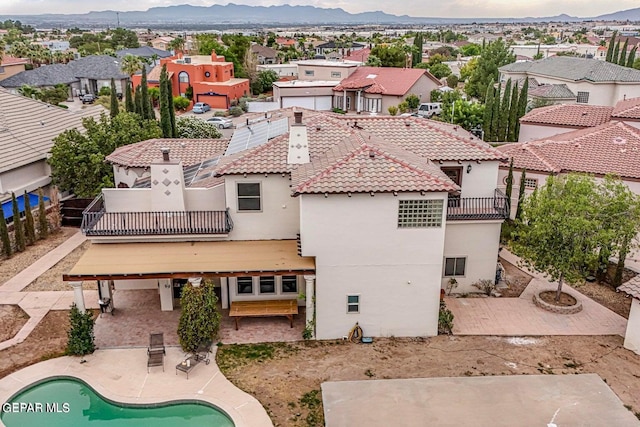 drone / aerial view with a mountain view