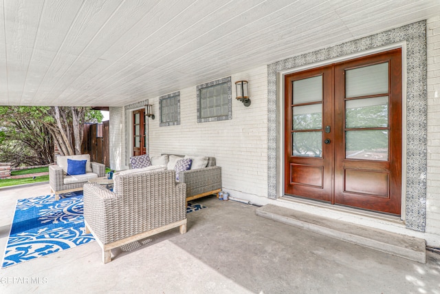 view of patio / terrace featuring french doors