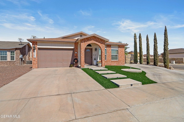 single story home with a garage