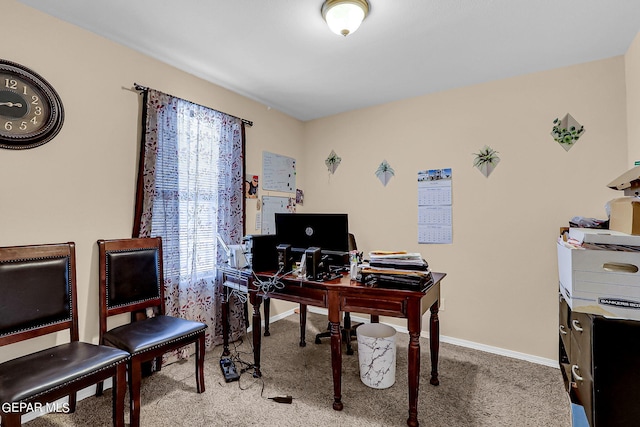 view of carpeted home office