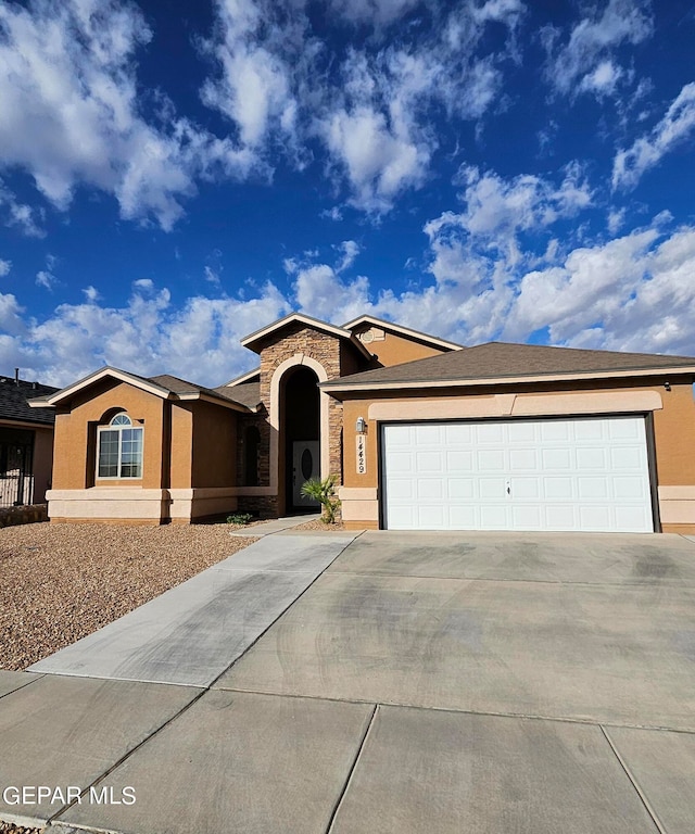 view of front of house with a garage