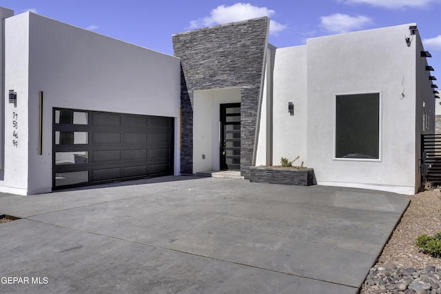 contemporary home with a garage