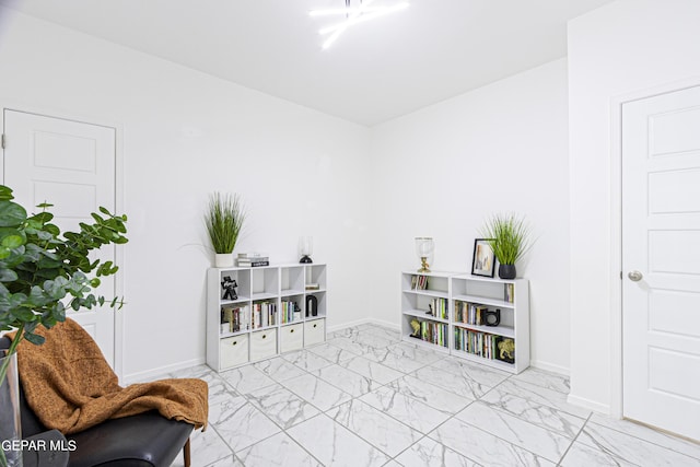 341 Sleepy Run St, El Paso, TX 79928 - sitting room featuring light marble finish flooring and baseboards
