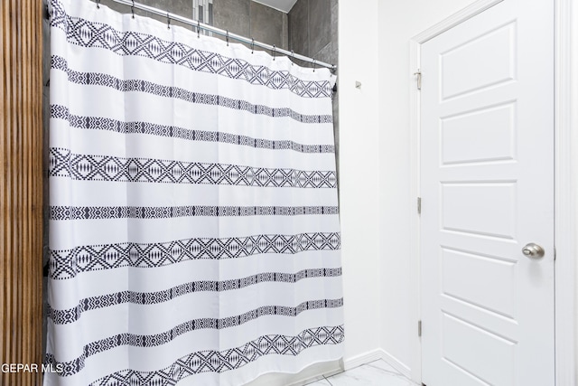 341 Sleepy Run St, El Paso, TX 79928 - bathroom featuring marble finish flooring and a shower with curtain