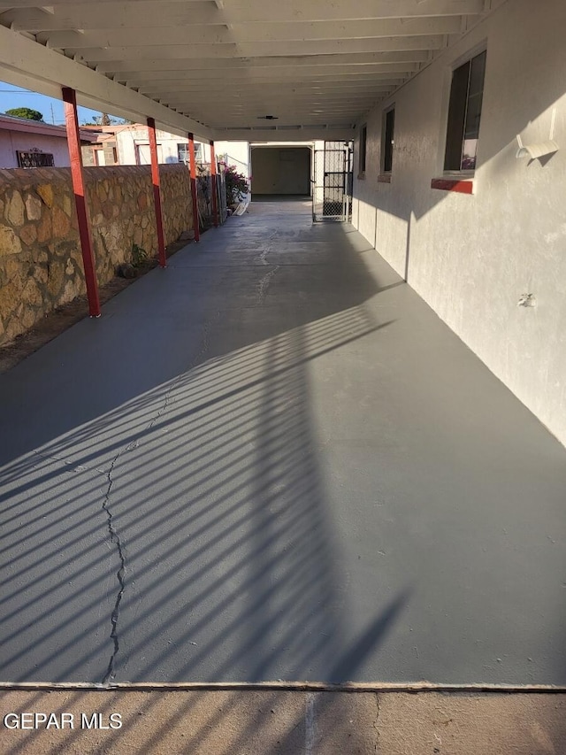 view of patio with a carport