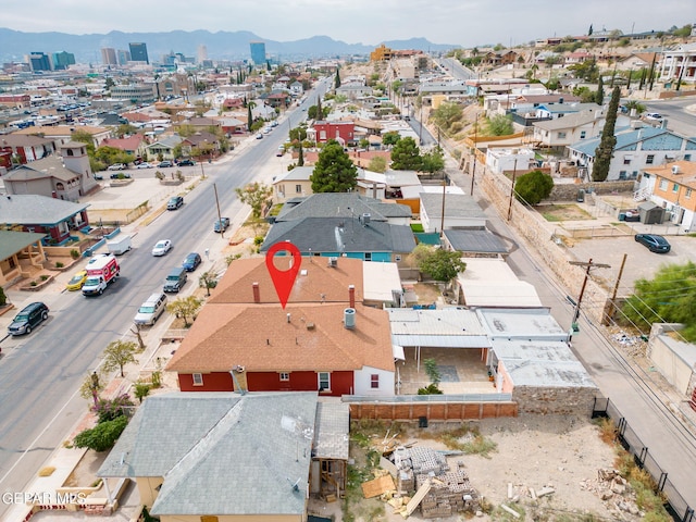 aerial view with a mountain view