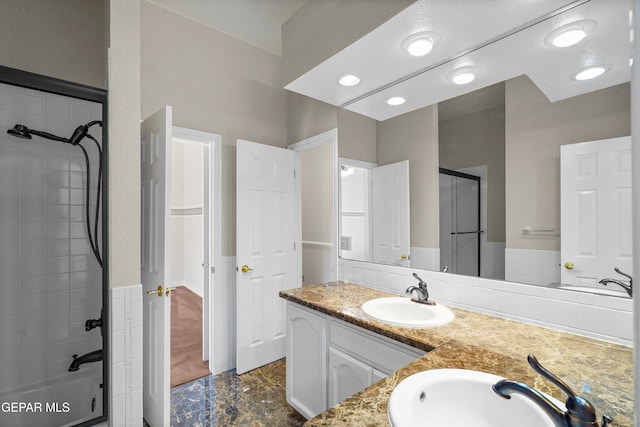 bathroom featuring hardwood / wood-style floors and vanity