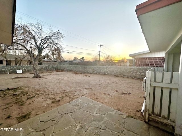 view of yard at dusk