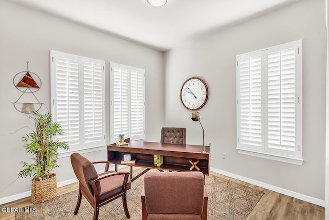 office area featuring hardwood / wood-style flooring