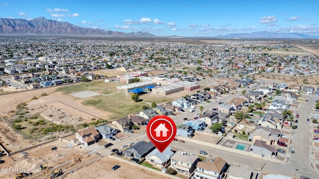 drone / aerial view with a mountain view