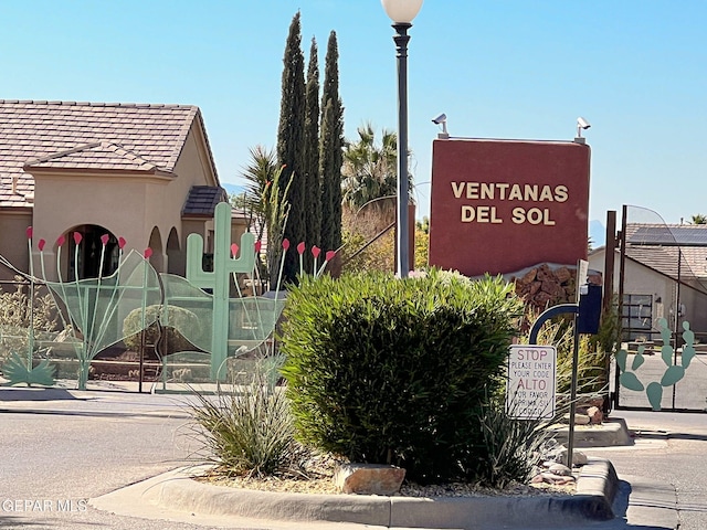 view of community sign