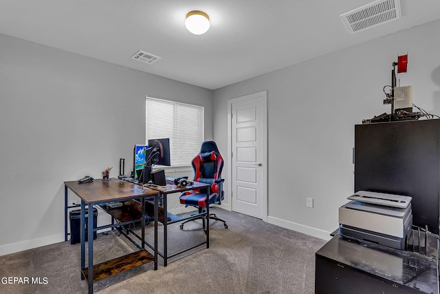 view of carpeted office space