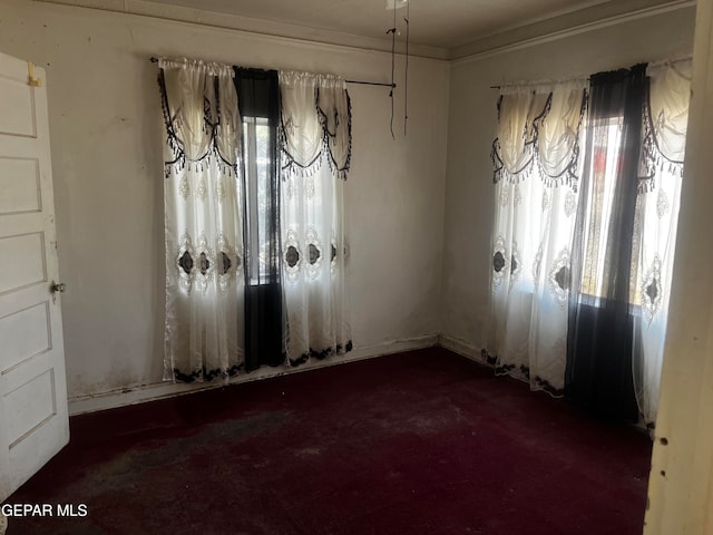 unfurnished dining area with a wealth of natural light and carpet