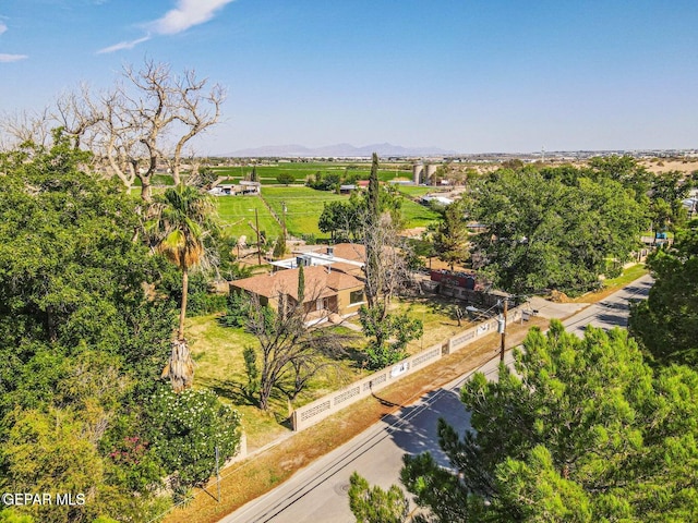 drone / aerial view featuring a mountain view