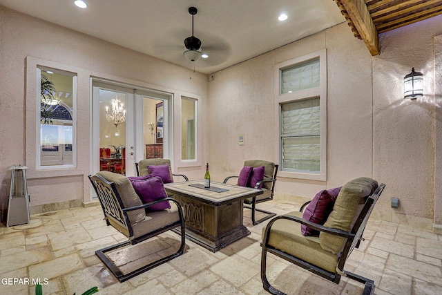 view of patio featuring outdoor lounge area and ceiling fan