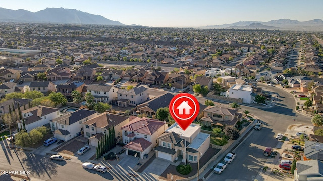 drone / aerial view with a mountain view