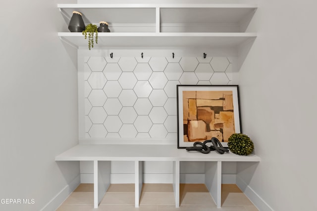 mudroom featuring light tile patterned floors