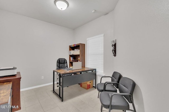 view of tiled office space