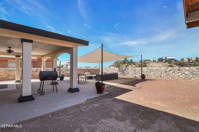 view of patio / terrace with ceiling fan