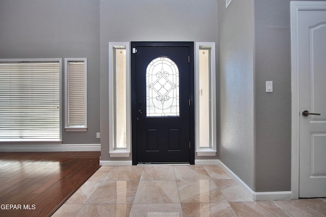 foyer featuring light wood-type flooring