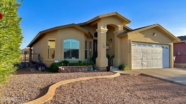 view of front of property with a garage