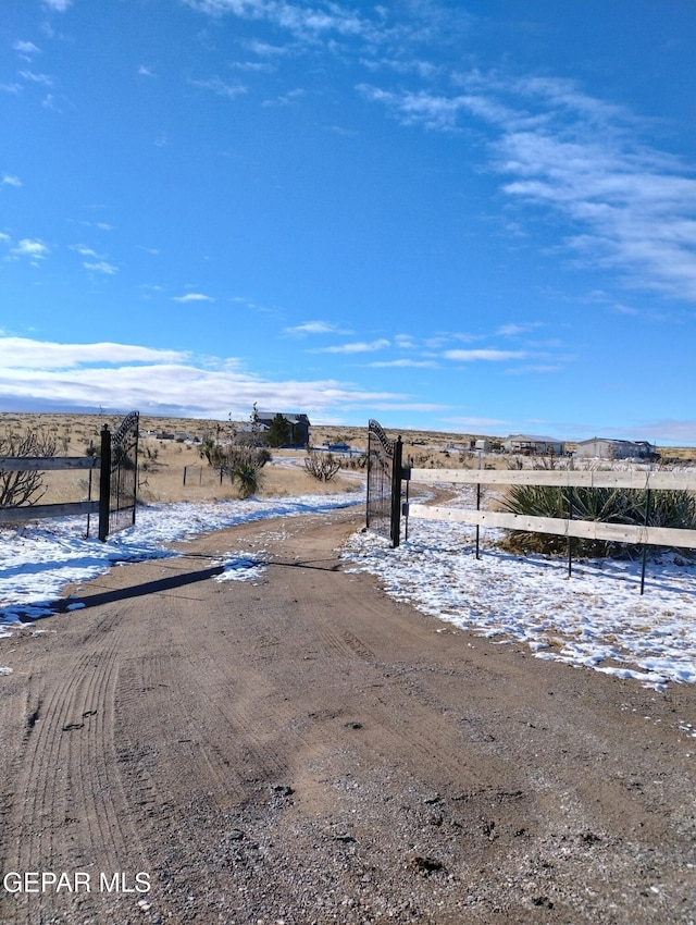 view of road with a rural view