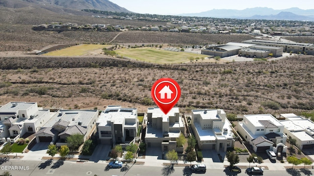 aerial view with a mountain view