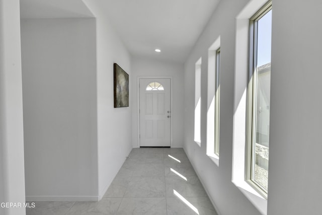 15248 Gauge Ct, El Paso, TX 79938 - doorway to outside with a healthy amount of sunlight, baseboards, recessed lighting, and marble finish floor
