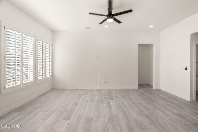13397 Highworth Dr, El Paso, TX 79928 - spare room with light wood-type flooring, a ceiling fan, baseboards, and recessed lighting