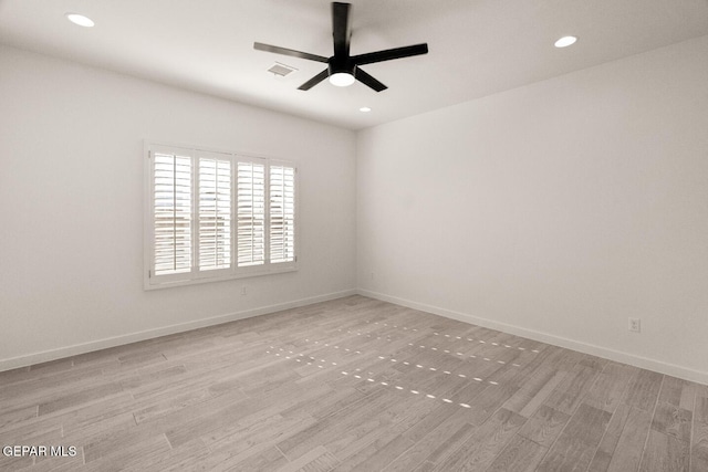 13397 Highworth Dr, El Paso, TX 79928 - spare room featuring recessed lighting, a ceiling fan, light wood finished floors, and visible vents