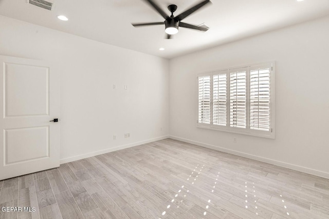 13397 Highworth Dr, El Paso, TX 79928 - spare room featuring baseboards, ceiling fan, wood finished floors, and visible vents