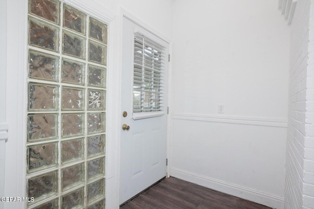 entryway featuring dark wood-type flooring