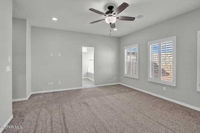 13653 Prime Vista Ct, El Paso, TX 79928 - spare room featuring a ceiling fan, carpet floors, and recessed lighting