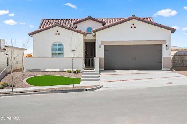 mediterranean / spanish-style home featuring a garage