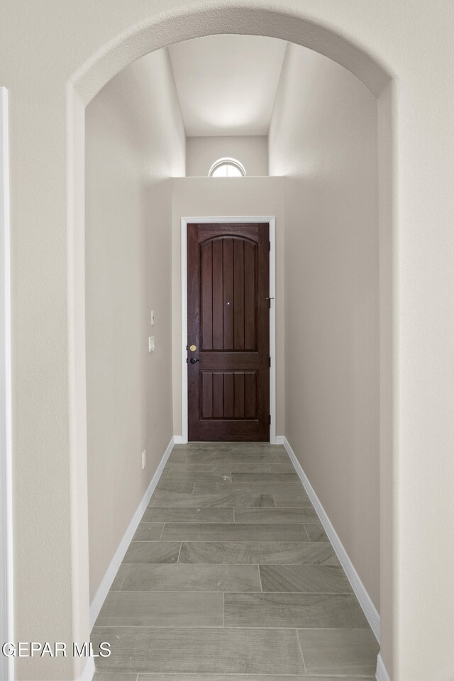 doorway with light hardwood / wood-style floors