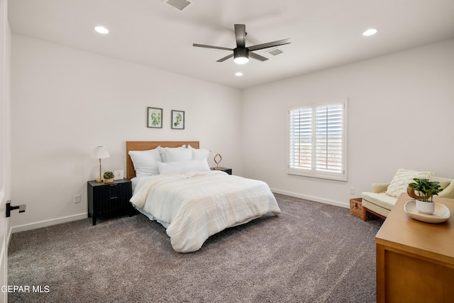 14956 Hill Ridge Ct, El Paso, TX 79938 - bedroom featuring carpet, recessed lighting, baseboards, and ceiling fan