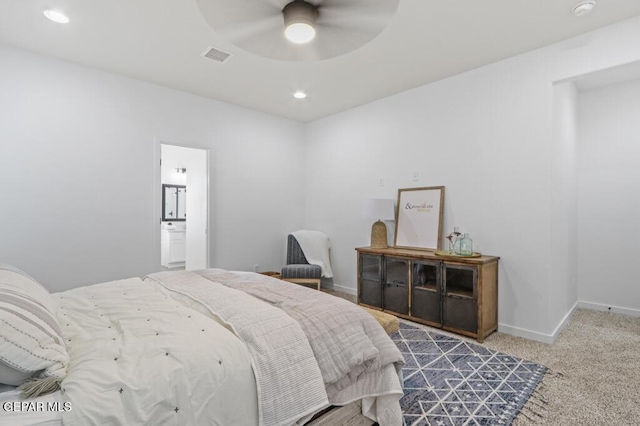 14952 Hill Ridge Ct, El Paso, TX 79938 - bedroom with carpet flooring, recessed lighting, and a ceiling fan