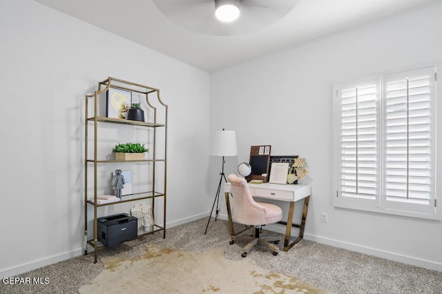 14952 Hill Ridge Ct, El Paso, TX 79938 - home office featuring ceiling fan and carpet