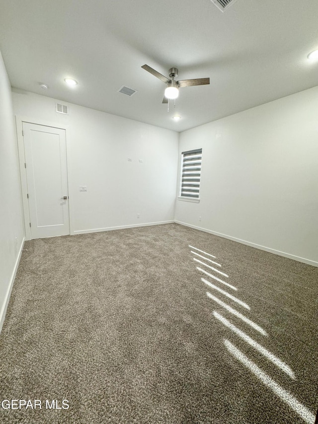 1783 Urijah Pl, El Paso, TX 79928 - spare room featuring carpet floors, a ceiling fan, baseboards, and recessed lighting