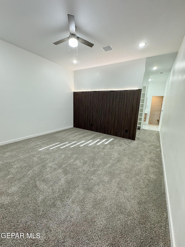 1783 Urijah Pl, El Paso, TX 79928 - empty room featuring a ceiling fan, baseboards, carpet floors, and recessed lighting