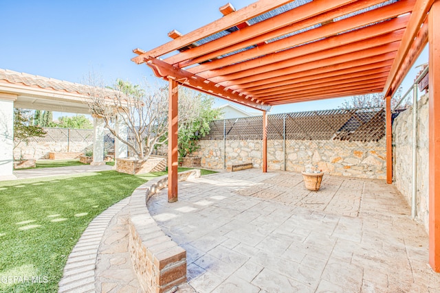 view of patio / terrace featuring a pergola