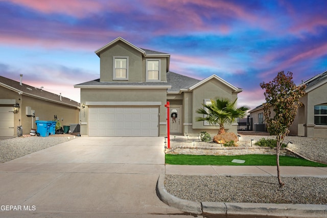 view of front property with a garage