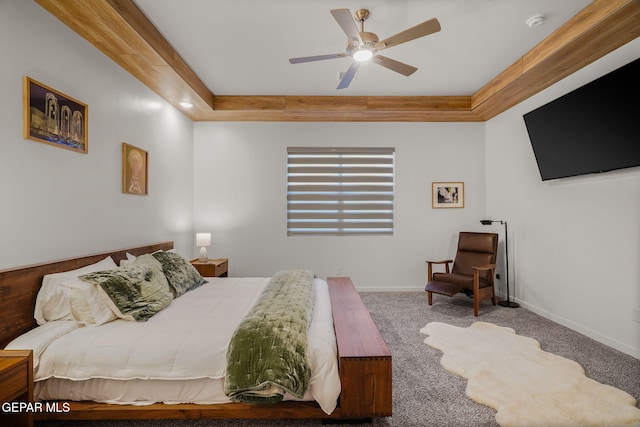 2300 Tierra Zaria, El Paso, TX 79938 - carpeted bedroom with a tray ceiling, ceiling fan, and crown molding