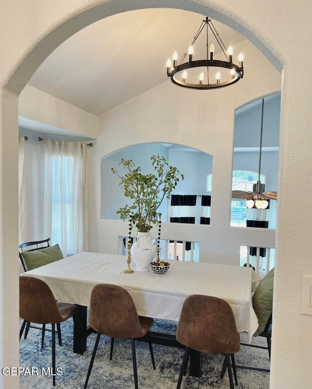 dining room featuring a notable chandelier and a wealth of natural light