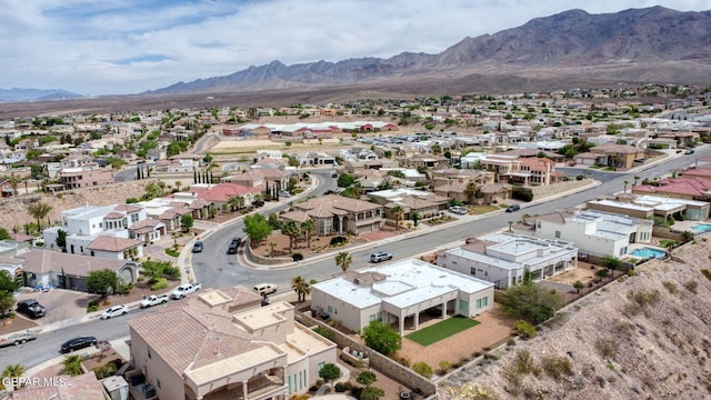 drone / aerial view with a mountain view