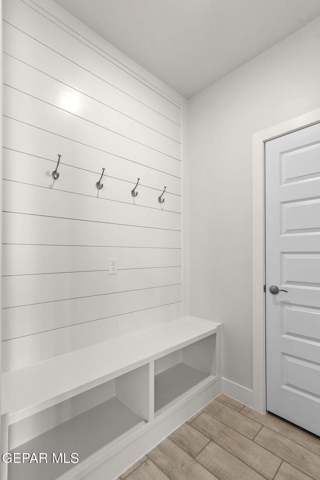 mudroom with light wood-type flooring