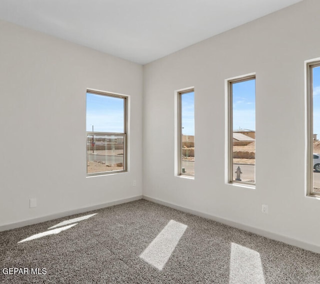 spare room featuring carpet flooring and plenty of natural light