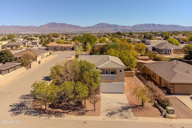 drone / aerial view with a mountain view